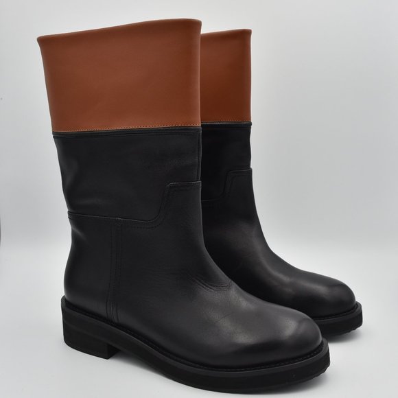 AEROSOLES Shoes - NWOT Aerosoles Reade Duo-Tone Black/Brown 1'-Tall Leather Booties, Women's Sz. 7